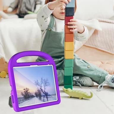 SKALO iPad 10.9 (2022) Lapsikuori kahvalla ja jalustalla - Violetti