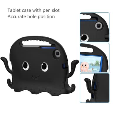 SKALO Samsung Tab A7 Lite 3D Cartoon lapsen Kuori - Musta