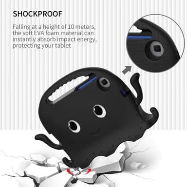 SKALO Samsung Tab A7 Lite 3D Cartoon lapsen Kuori - Musta