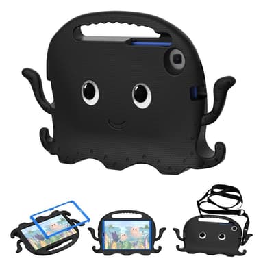 SKALO Samsung Tab A7 Lite 3D Cartoon lapsen Kuori - Musta