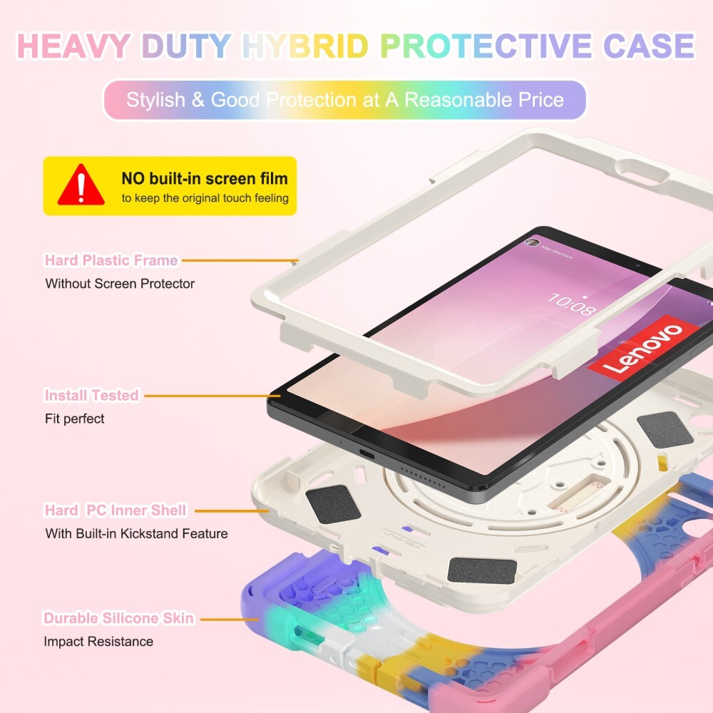 SKALO Lenovo Tab M8 Gen 4 Extra Shockproof Armor Iskunkestävä kuori - Rainbow