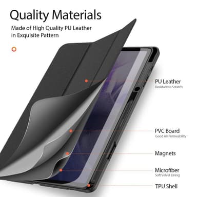 DUX DUCIS Samsung Tab S7+/S7 FE/S8+ DOMO Series Trifold Suojakotelo - Musta