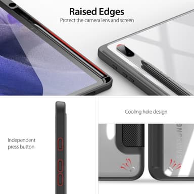 DUX DUCIS Samsung Tab S7+/S7 FE/S8+ TOBY Series Trifold Suojakotelo - Musta