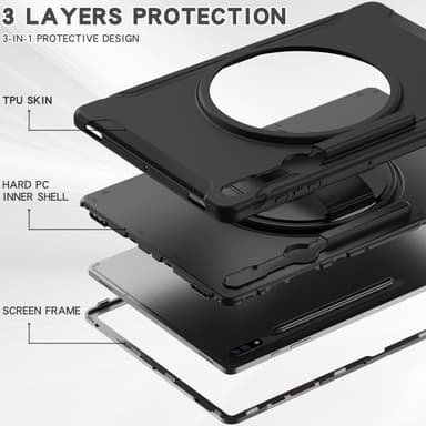 SKALO Samsung Tab S8 Ultra Extra Shockproof Armor Iskunkestävä kuori - Musta