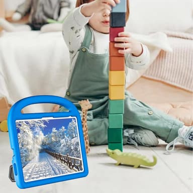 SKALO iPad 10.9 (2022) Lapsikuori kahvalla ja jalustalla - Sininen