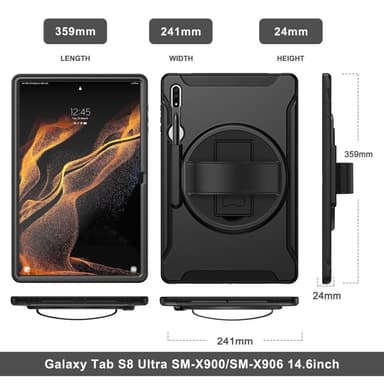 SKALO Samsung Tab S8 Ultra Extra Shockproof Armor Iskunkestävä kuori - Musta
