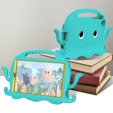SKALO Samsung Tab A7 Lite 3D Cartoon lapsen Kuori - Turkoosi