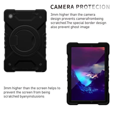 SKALO Samsung Tab A8 10.5 (2021/2022) Extra Shock Resistant Armor Rengas kuori olkahihnalla - Musta