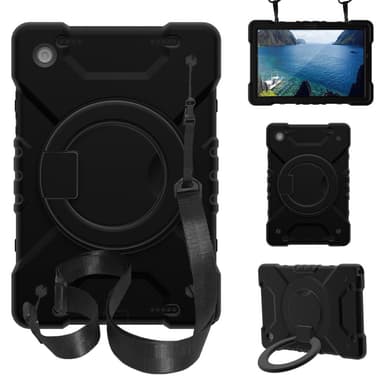 SKALO Samsung Tab A8 10.5 (2021/2022) Extra Shock Resistant Armor Rengas kuori olkahihnalla - Musta