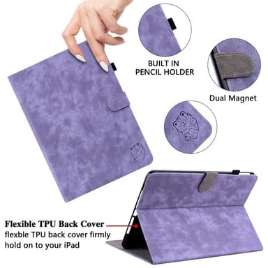 SKALO Lenovo Tab P12 Cute Tiger PU-nahkainen Lompakkokotelo - Violetti