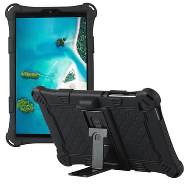 SKALO Samsung Tab A7 Lite Shock Resistant Armor Silicone Kuori olkahihnalla - Musta