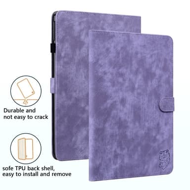 SKALO Lenovo Tab P12 Cute Tiger PU-nahkainen Lompakkokotelo - Violetti