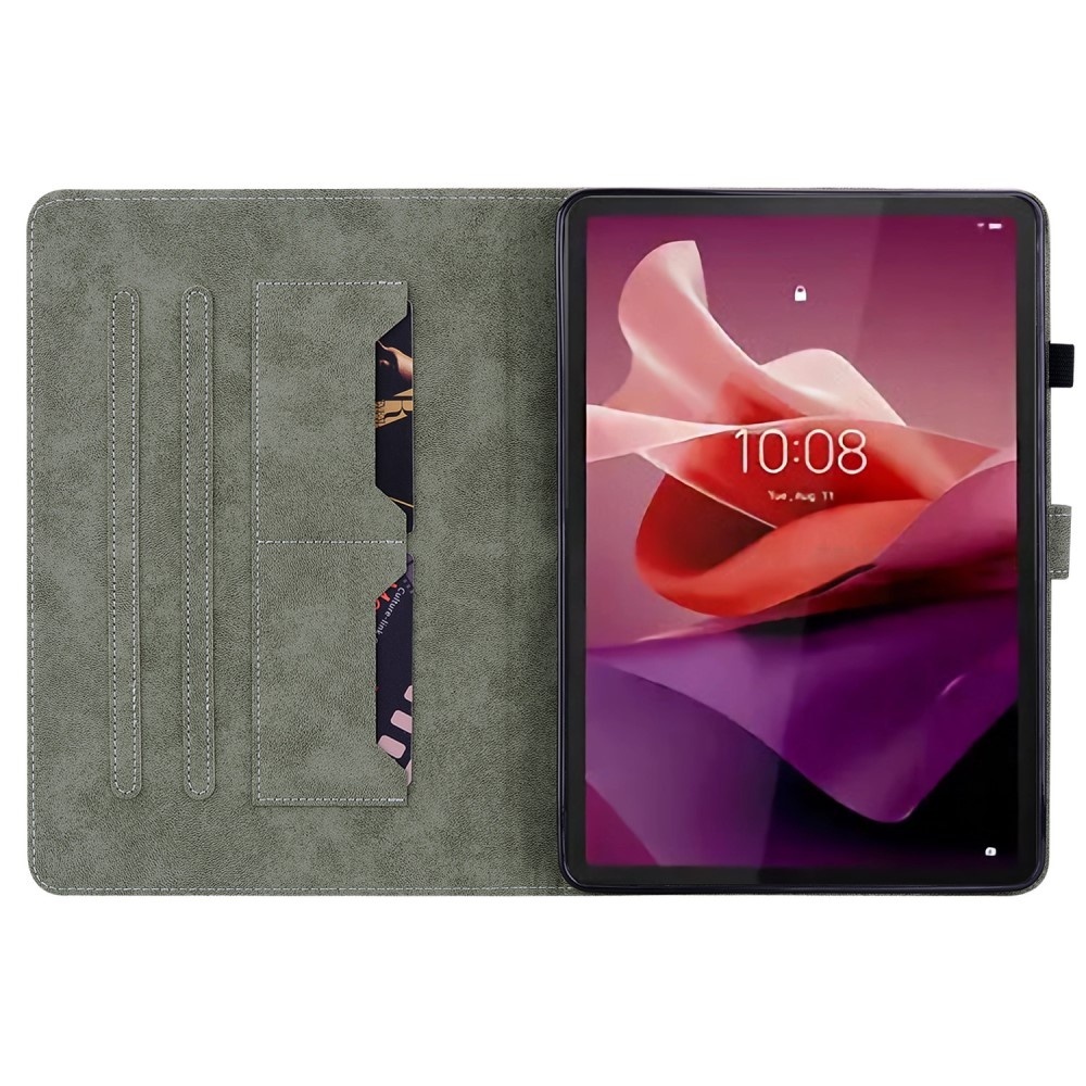 SKALO Lenovo Tab P12 Cute Tiger PU-nahkainen Lompakkokotelo - Violetti