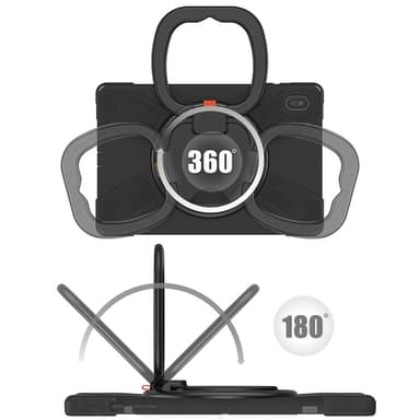 SKALO Samsung Tab S7 FE Extra Shockproof Armor 360 Kahva/Tripod Suojakuori - Harmaa