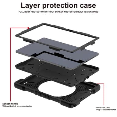 SKALO Samsung Tab A8 10.5 (2021/2022) Extra Shock Resistant Armor Rengas kuori olkahihnalla - Musta