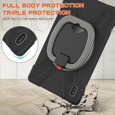 SKALO Samsung Tab S7 FE Extra Shockproof Armor 360 Kahva/Tripod Suojakuori - Harmaa
