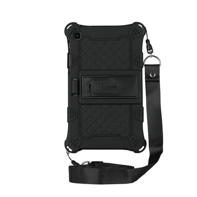 SKALO Samsung Tab A7 Lite Shock Resistant Armor Silicone Kuori olkahihnalla - Musta