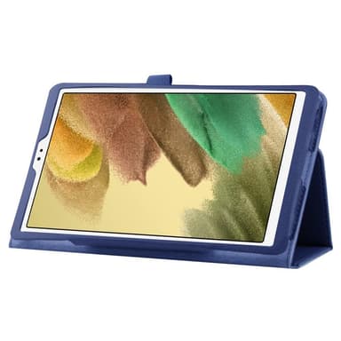 SKALO Samsung Tab A7 Lite Duofold Litchi Suojakotelo - Tummansininen