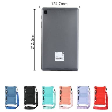 SKALO Samsung Tab A7 Lite Shock Resistant Armor Silicone Kuori olkahihnalla - Musta