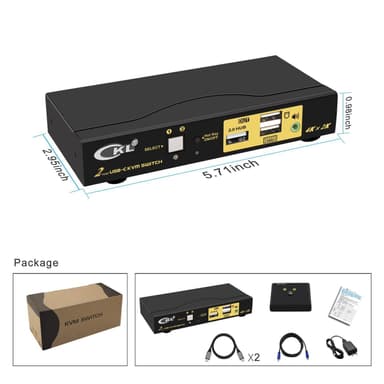NÖRDIC 2-1 USB-C-HDMI 2.0 KVM-kytkin, 4K60Hz
