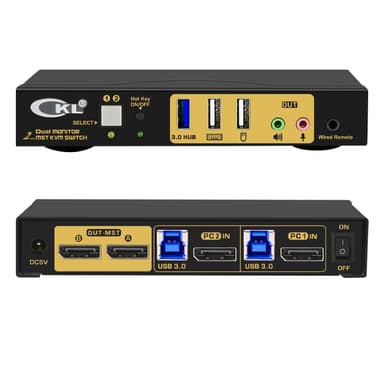 NÖRDIC KVM 2x2 kytkin Dual MST Monitor Displayport 4K60Hz