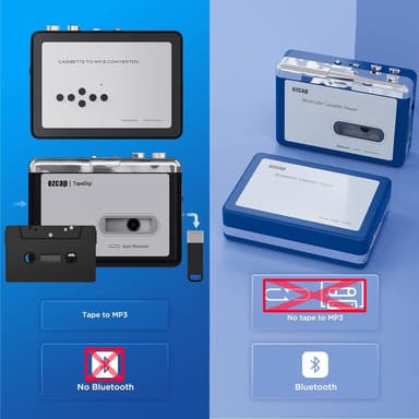 EZCAP Bluetooth-kasettisoitin, Walkman-nauhasoitin 3,5 mm:n ulostulolla ja kuulokkeet