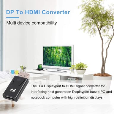 NÖRDIC aktiivinen sovitin Displayport1.2 uros HDMI1.4b naaras 4K 60Hz Eyefinity musta