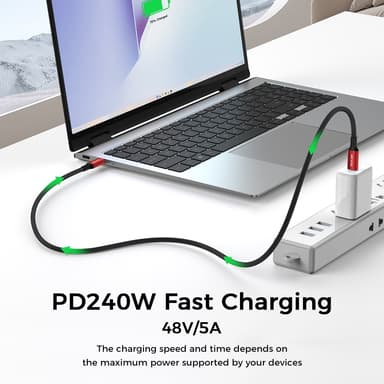NÖRDIC 2 m USB4 USB-C - C nylon punottu kaapeli PD3.1 240W 40G 8K60Hz 4K144Hz punainen