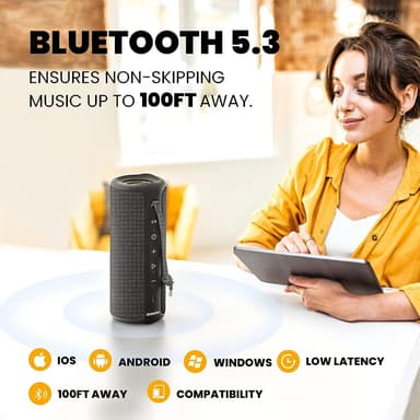 Bluetooth-kaiutin 36 W kannettava kaiutin stereoäänipohjalla, Bluetooth 5.3 langaton IP7x vedenpitävä kaiutin