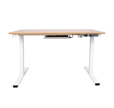 Työpöytä ERGO 1-moottorilla 120x60xH73-121cm, valkoinen/tammi