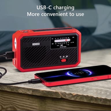 AM FM-radio aurinkoenergian lataus käsikampi taskulamppu PowerBank