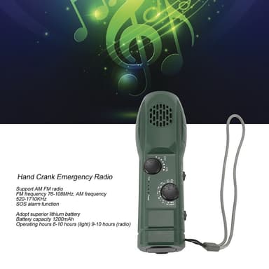 Käsikampi AM / FM-radiotaskulamppu 1200 mAh hätävirtapankki