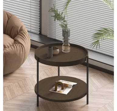 Sohvapöytä CINDY D50xH45cm, melamiini vaalea pähkinä