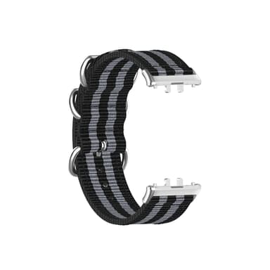 Samsung Fit3 SM-R390 Nylon Canvas -ranneke Musta + harmaa