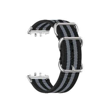 Samsung Fit3 SM-R390 Nylon Canvas -ranneke Musta + harmaa