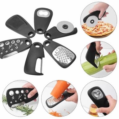 6-in-1 pizzaleikkuri tölkinavaaja Valkosipulimittauskuorija jne