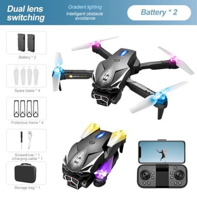 LU600 RC Drone HD-kameran kahdella akulla Nelipuolinen esteiden välttäminen