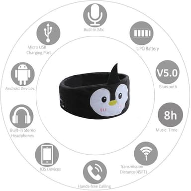 Bluetooth 5.0 Nukkumakuulokkeet / nukkumismaski Bluetooth-kuulokkeilla Musta