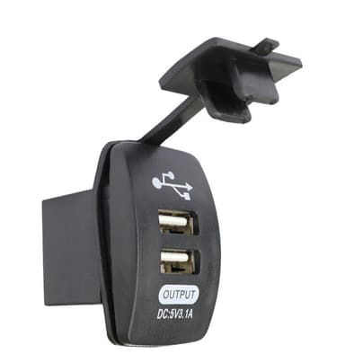 Veneen muotoinen kaksois-USB-autolaturi Väri musta + ruoho