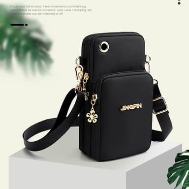 Monitoiminen Crossbody-puhelinlaukku Musta