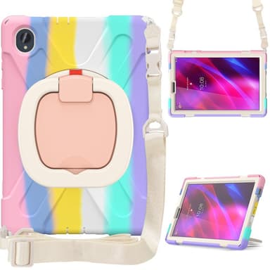 SKALO Lenovo Tab M10 FHD Plus 10.3"" Extra Shock Resistant Armor Rengas kuori olkahihnalla - Rainbow
