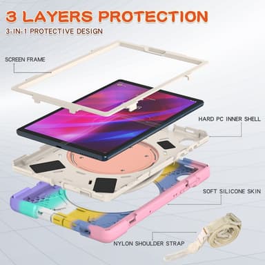 SKALO Lenovo Tab M10 FHD Plus 10.3"" Extra Shock Resistant Armor Rengas kuori olkahihnalla - Rainbow