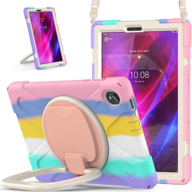 SKALO Lenovo Tab M10 FHD Plus 10.3"" Extra Shock Resistant Armor Rengas kuori olkahihnalla - Rainbow