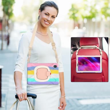 SKALO Lenovo Tab M10 FHD Plus 10.3"" Extra Shock Resistant Armor Rengas kuori olkahihnalla - Rainbow