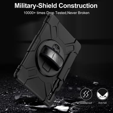 SKALO Samsung Tab S8 Extra Shock Resistant Armor Rengas kuori olkahihnalla - Musta