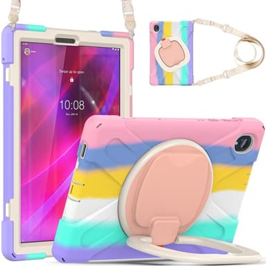 SKALO Lenovo Tab M10 FHD Plus 10.3"" Extra Shock Resistant Armor Rengas kuori olkahihnalla - Rainbow