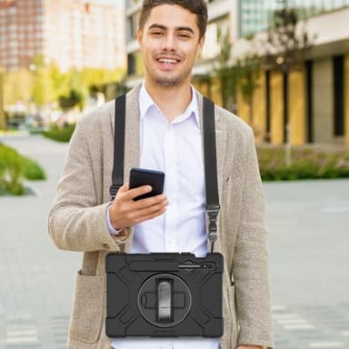 SKALO Samsung Tab S8 Extra Shock Resistant Armor Rengas kuori olkahihnalla - Musta