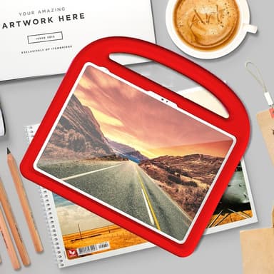 SKALO iPad 10.9 (2022) Lapsikuori kahvalla ja jalustalla - Punainen