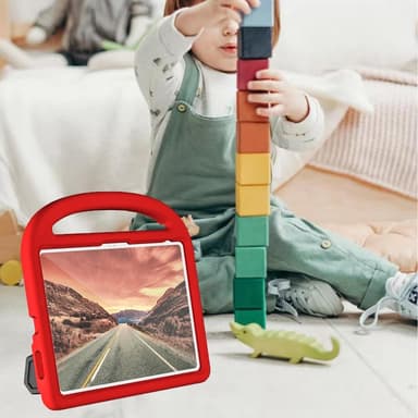 SKALO iPad 10.9 (2022) Lapsikuori kahvalla ja jalustalla - Punainen
