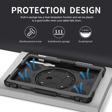 SKALO Samsung Tab S8 Extra Shock Resistant Armor Rengas kuori olkahihnalla - Musta